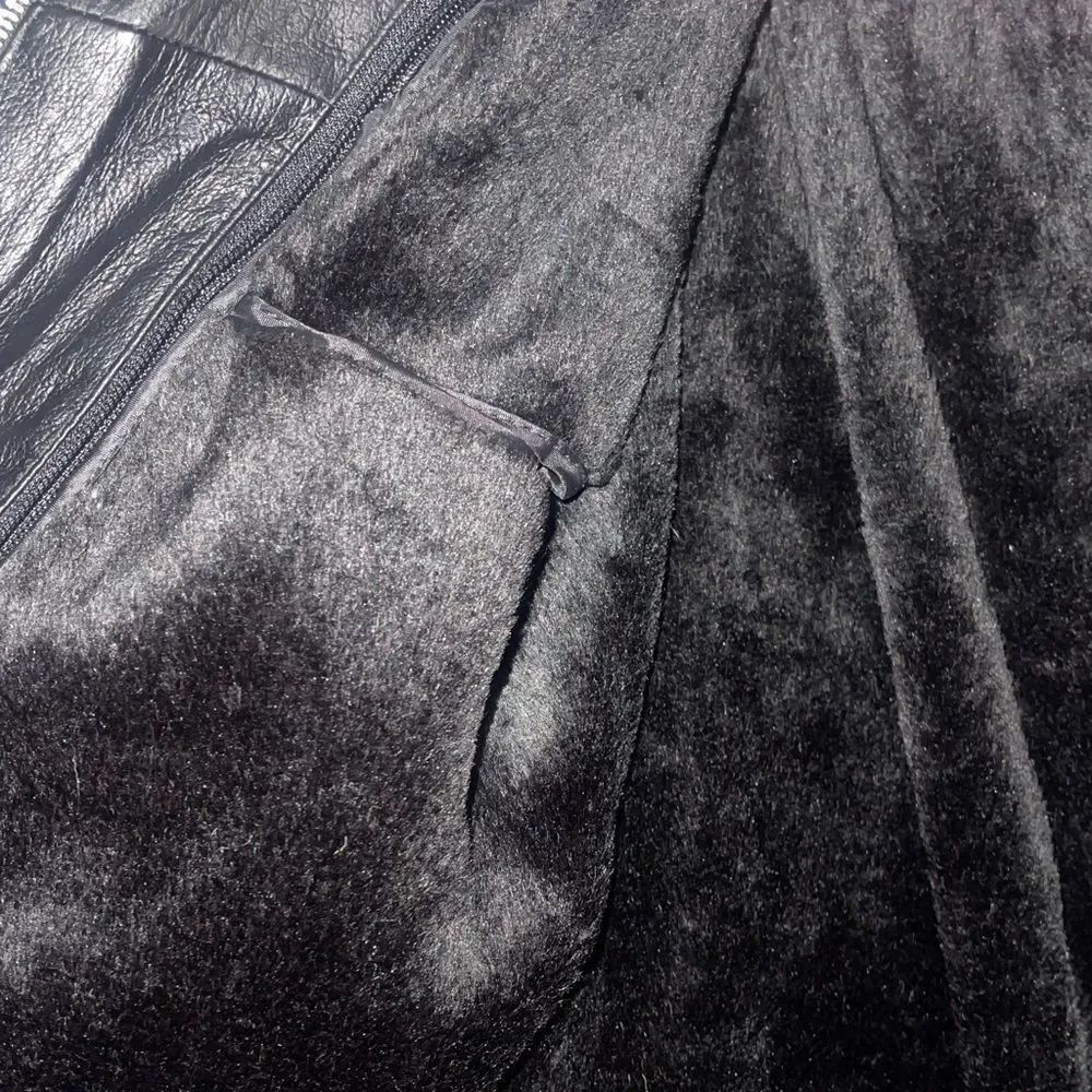 OSCAR PIELE PERFECT LEATHER Black genuine Leather Jacket pockets Lined XL - Picture 12 of 13